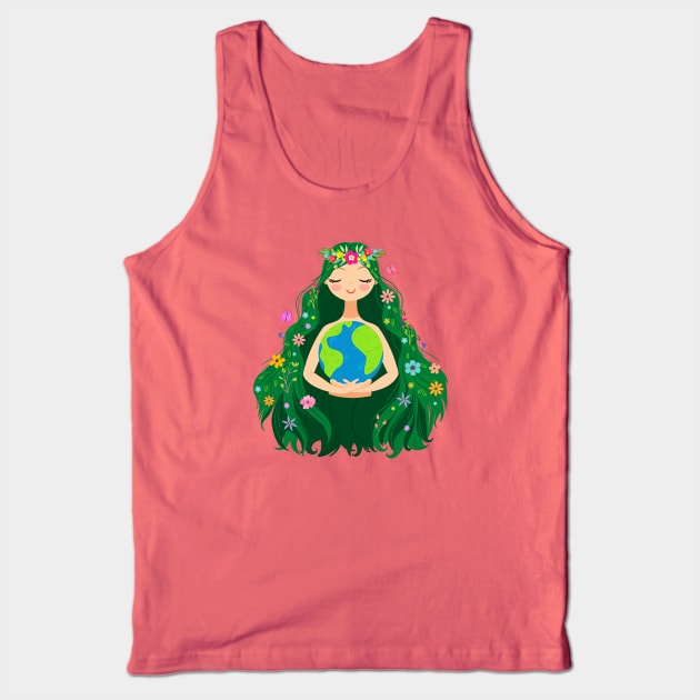 Beautiful Flowing Flower Earth Mother Figure Tank Top by LittleBunnySunshine